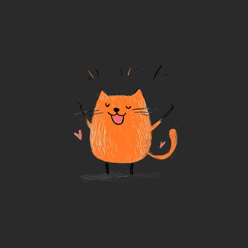 Cheerful Orange Cartoon Cat: A Cute and Simple Illustration Baseball Cap
