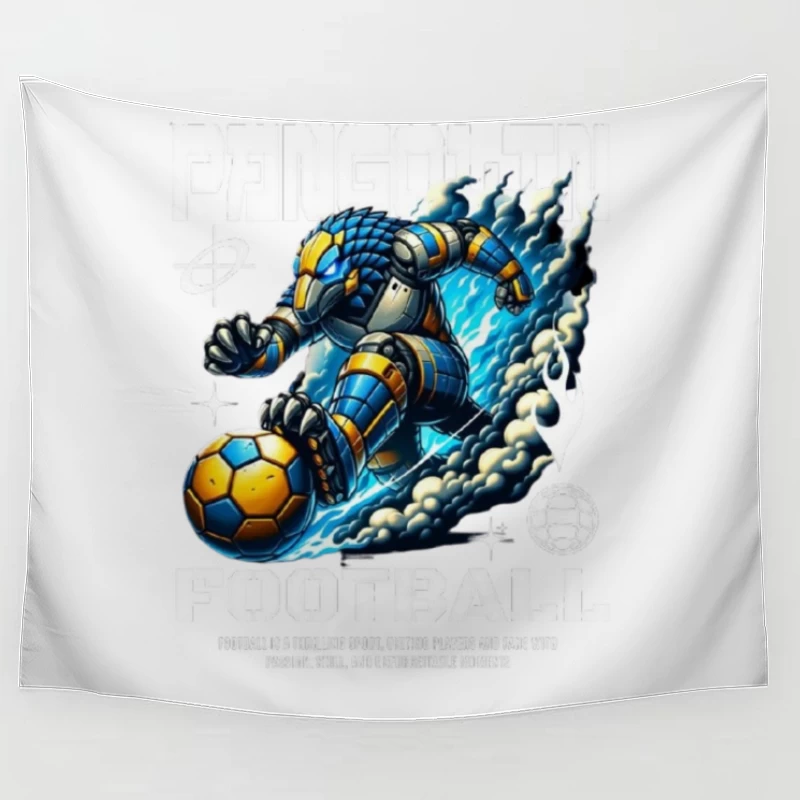 Robotic Soccer Player with Blue Armor in Dynamic Motion Tapestry