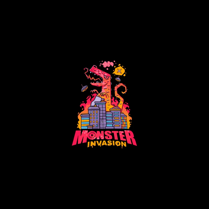 Monster Invasion: A Colorful Cartoon Illustration Desk Mat