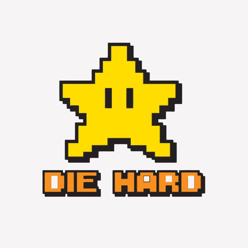 Retro Gaming Pixel Art Star with "Die Hard" Text Female T-Shirt