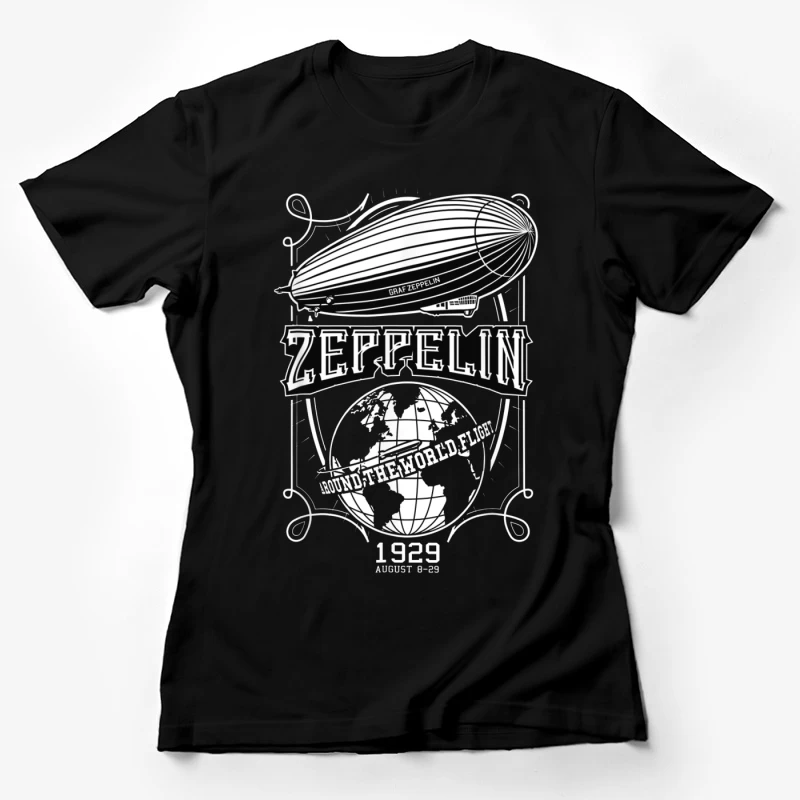 Vintage 1929 Zeppelin Airship Concert Promotional Design Female T-Shirt