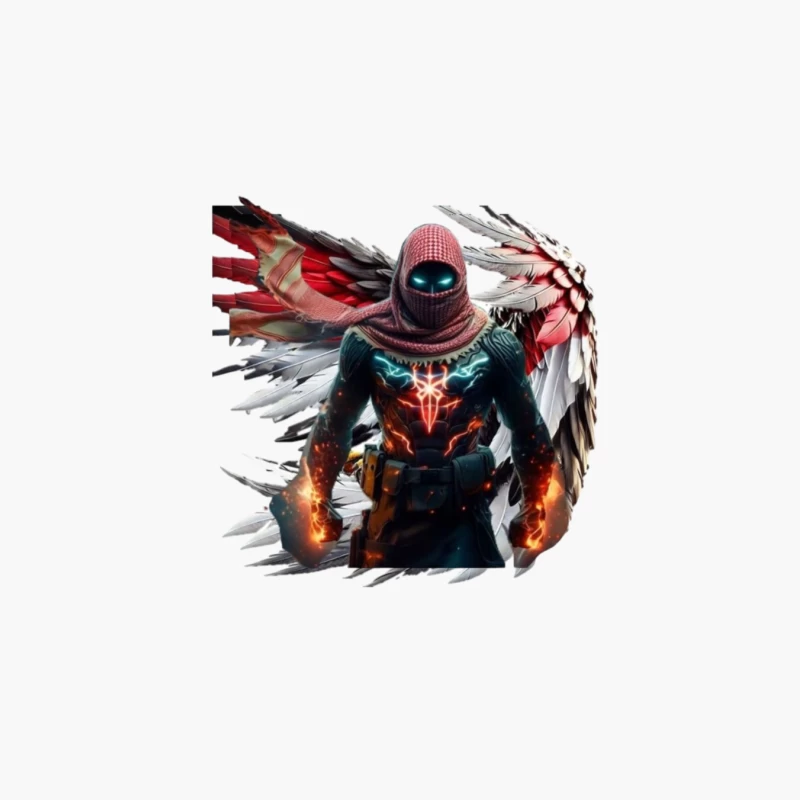 Superhero Character with Wings in Digital Art Cotton Tote Bag