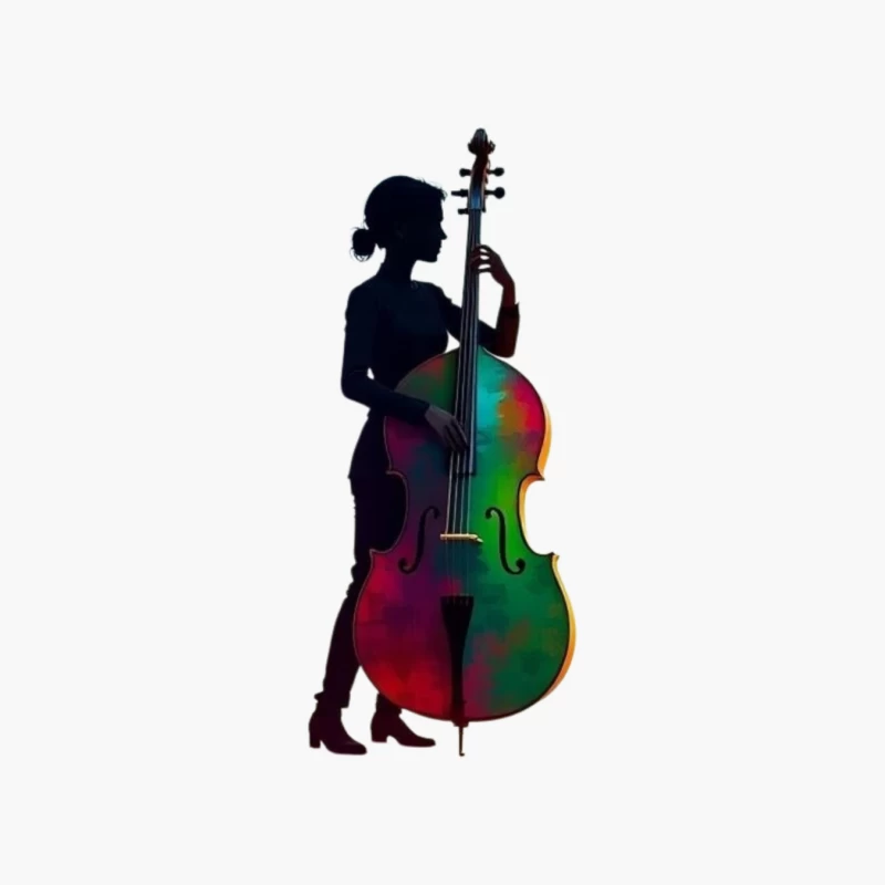 Colorful Silhouette of a Woman with a Cello Cotton Tote Bag