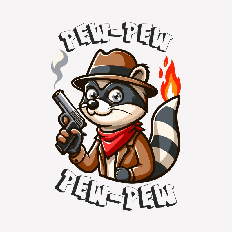 cartoon raccoon gun bandit cowboy fire pew-pew Female T-Shirt