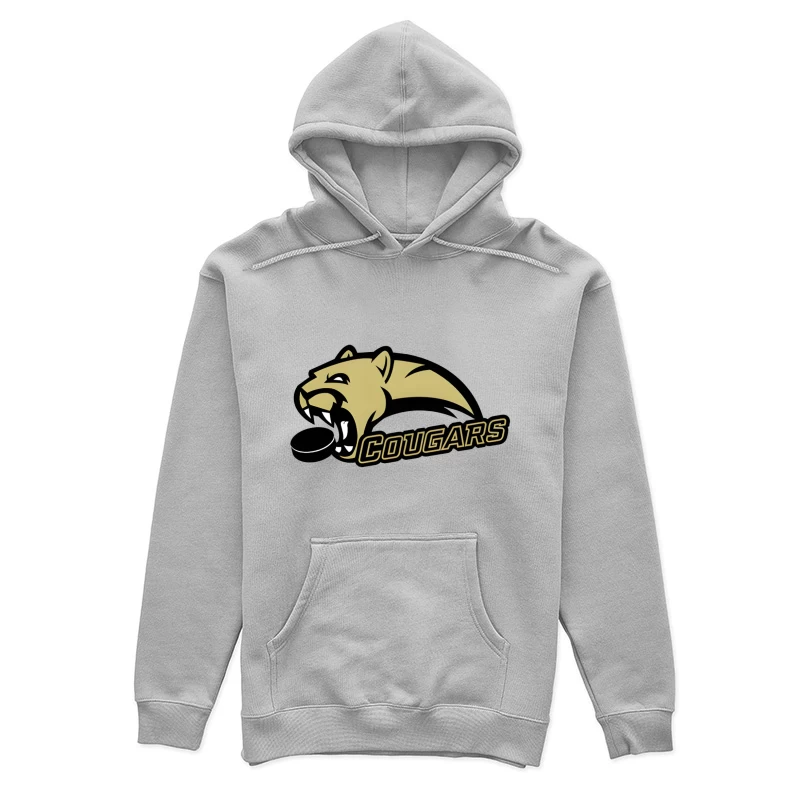 Gold and Black Cougar Hockey Team Mascot Logo Female Pullover Hoodie