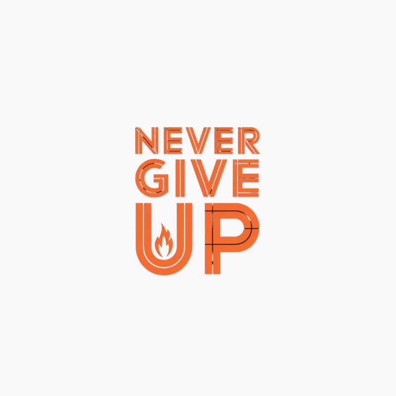 Fiery Motivation: Never Give Up Typography Cotton Tote Bag