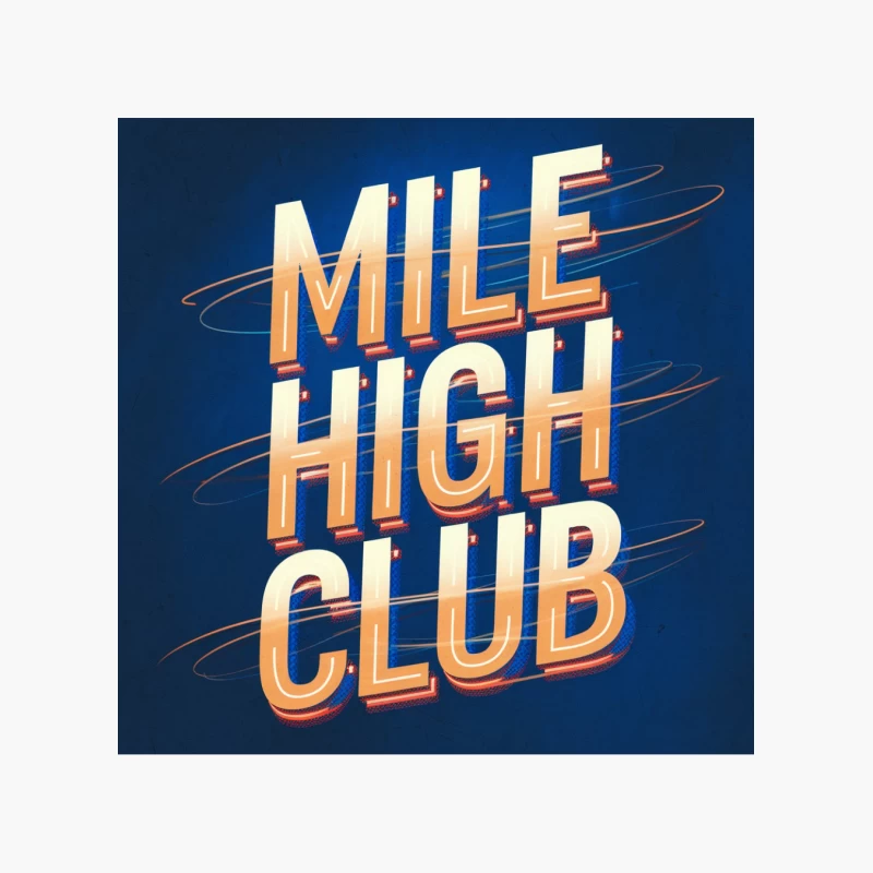 Retro 3D Typography: Mile High Club in Gold on Blue Cotton Tote Bag