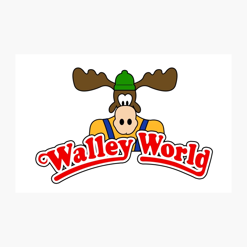 Walley World Amusement Park Cartoon Moose Mascot Logo Travel Mug