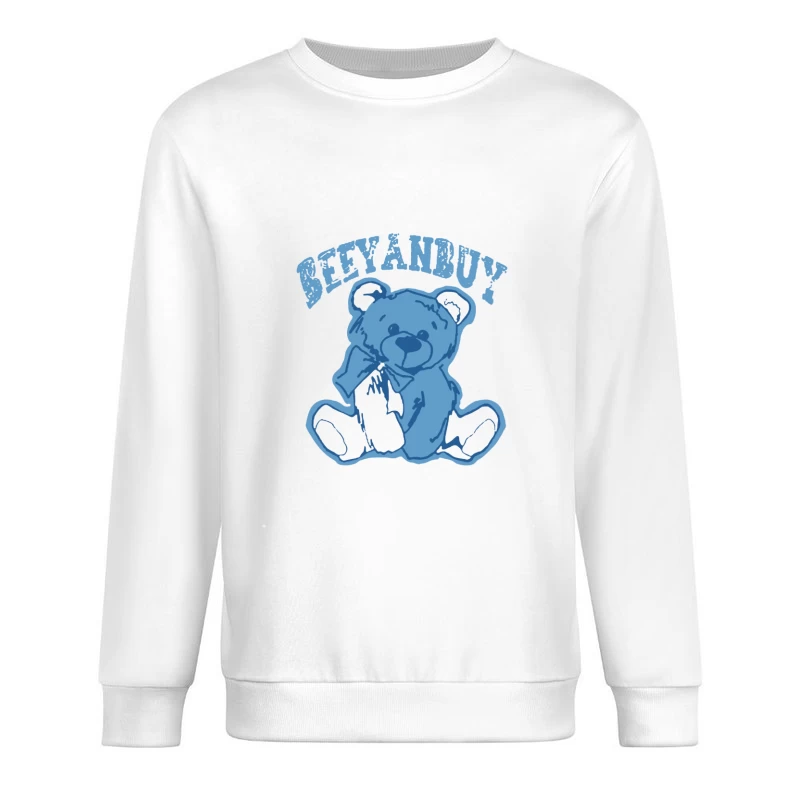 Blauer Teddybär Illustration Herren Pullover Sweatshirt