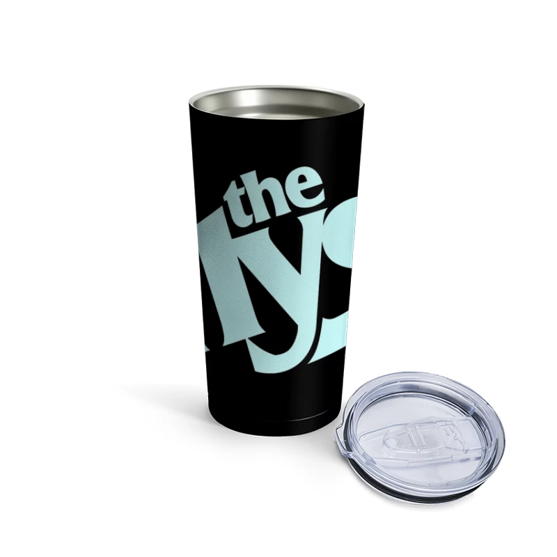 The Flys Band Logo in Light Blue Typography Travel Mug