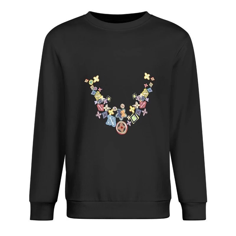 Bunte grafische Halskette Herren Pullover Sweatshirt