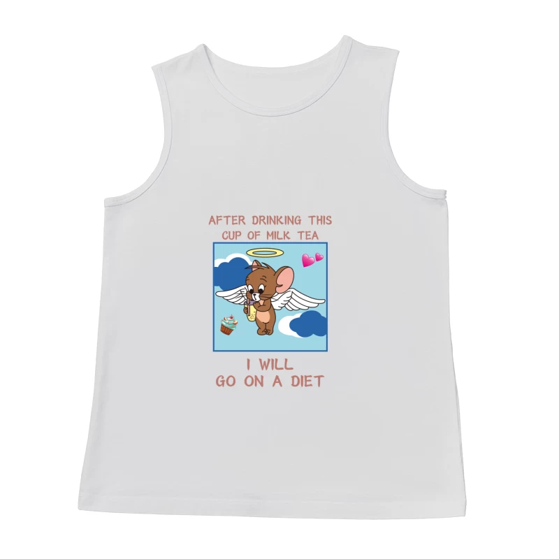 Niedliche Maus mit Milchtee und Diätversprechen Herren Tanktops