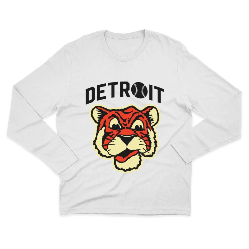 Vintage Detroit Tigers Baseball Team Logo Design Male Long Sleeve T-Shirt