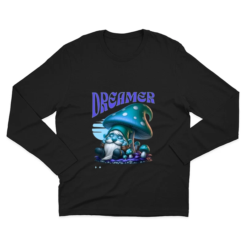 Dreaming Blue Gnome Under Magic Mushroom Male Long Sleeve T-Shirt