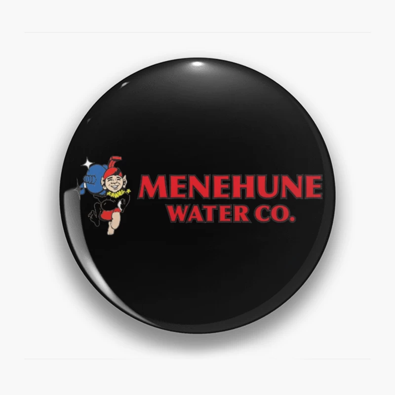 Vintage Menehune Water Company Logo with Cartoon Mascot Pin