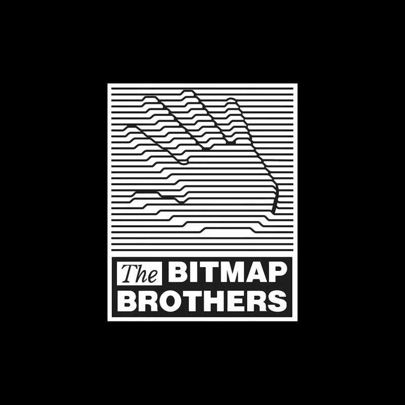 Bitmap Brothers Logo with Striped Hand Optical Illusion Throw Pillow