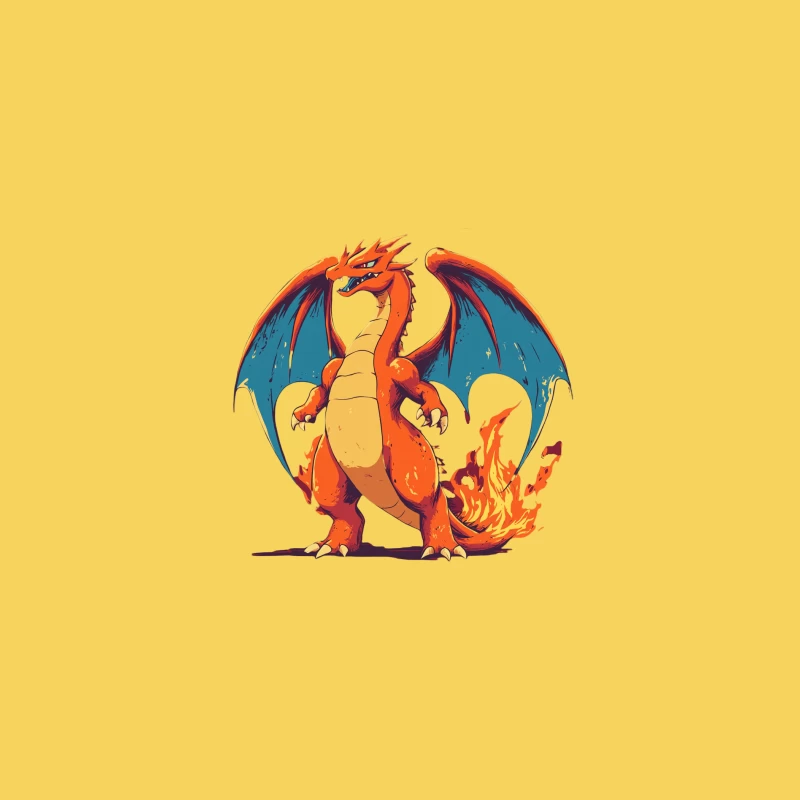 Fiery Cartoon Dragon: Fantasy Creature with Wings Bucket Hat