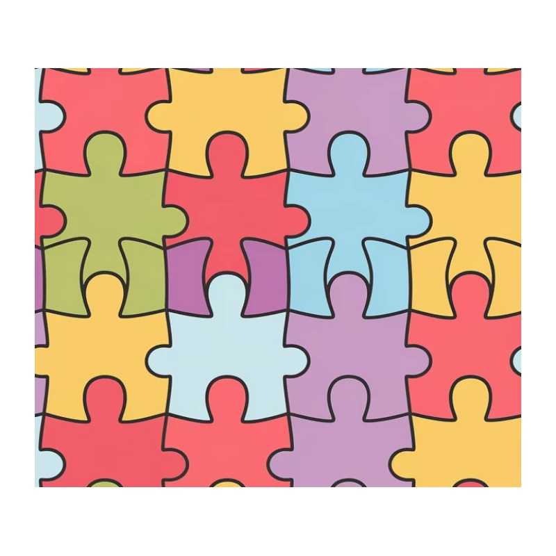 Colorful Interlocking Puzzle Pieces Pattern Tapestry