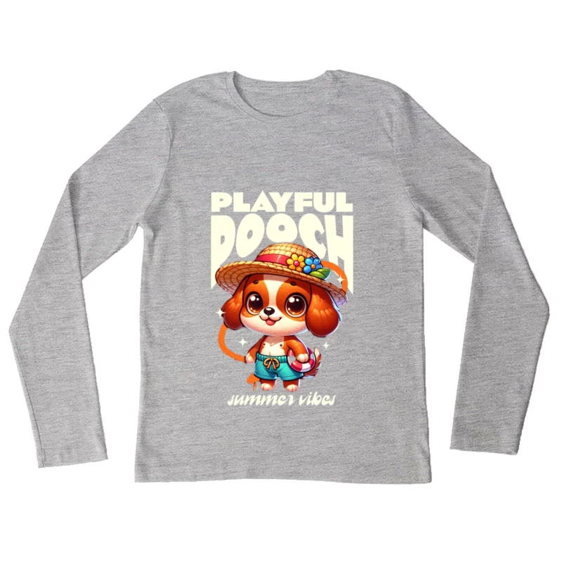 Verspielter Hund im Sommerstil Damen Langarm T-Shirt