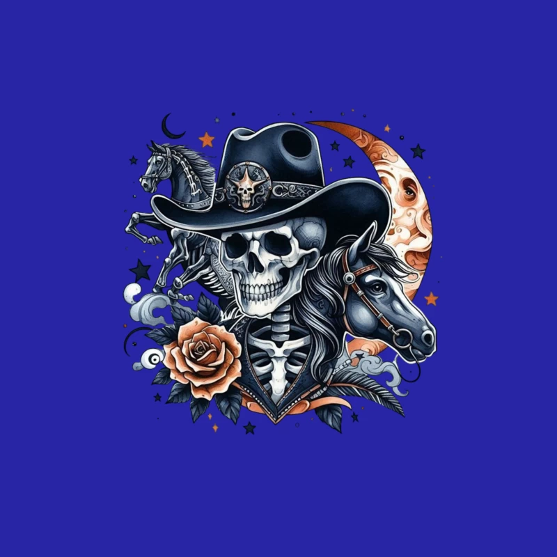 Skeleton Cowboy with Horses and Floral Elements Male Tank Top