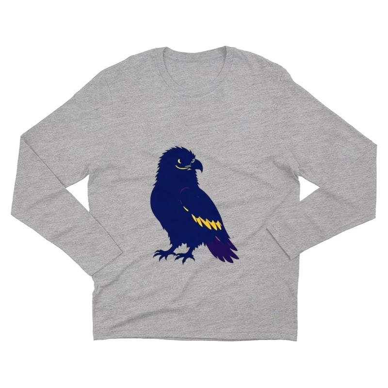 Stylized Navy Blue Raven Mascot Illustration Male Long Sleeve T-Shirt