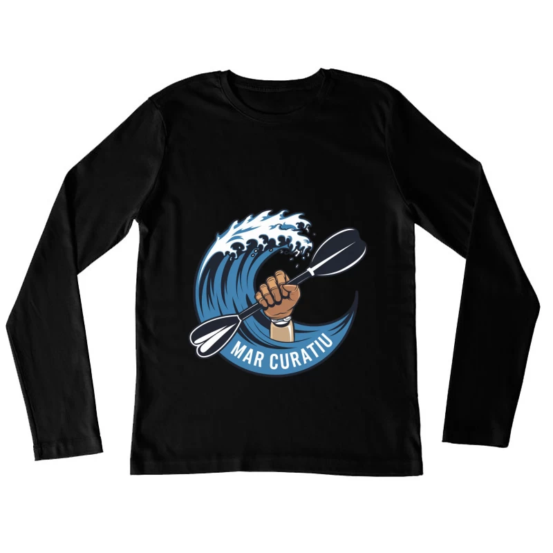 Mar Curativ Ocean Sports Logo with Rising Wave and Paddle Female Long Sleeve T-Shirt