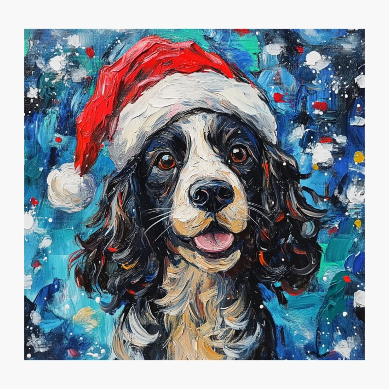 Festive Bernese Mountain Dog in Santa Hat - Colorful Oil Painting Portrait Throw Pillow