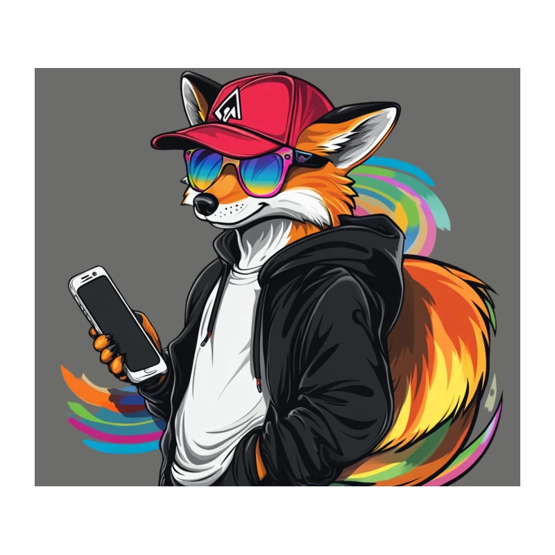 Cool Urban Fox with Sunglasses and Smartphone in Hoodie Tapestry
