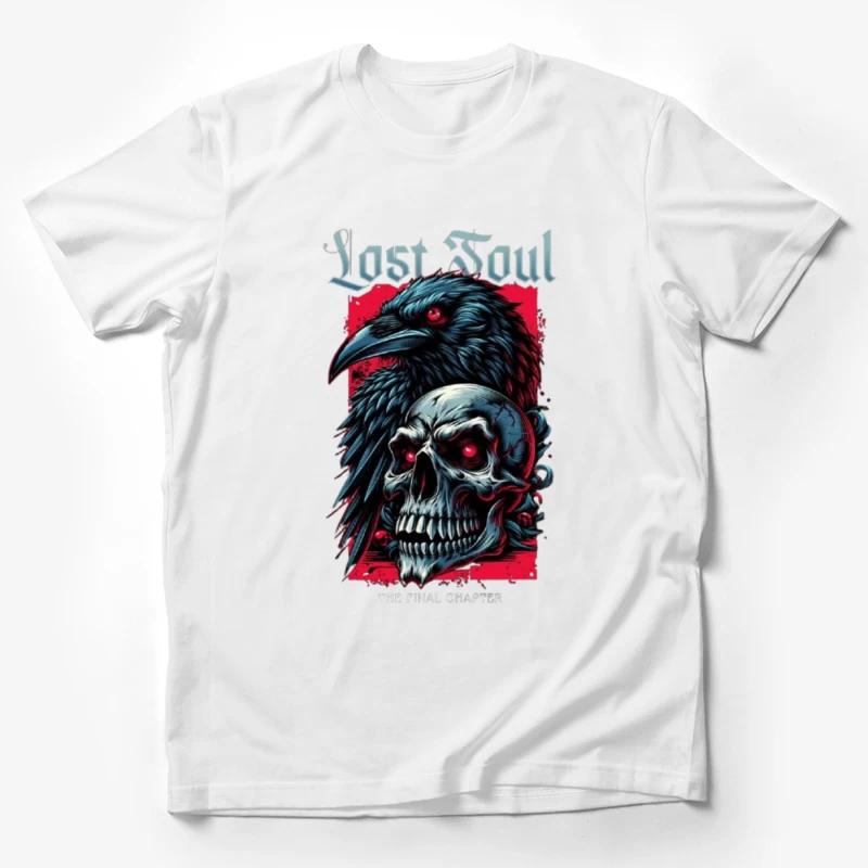 Lost Soul: Gothic Raven and Skull Dark Fantasy Illustration Male T-Shirt