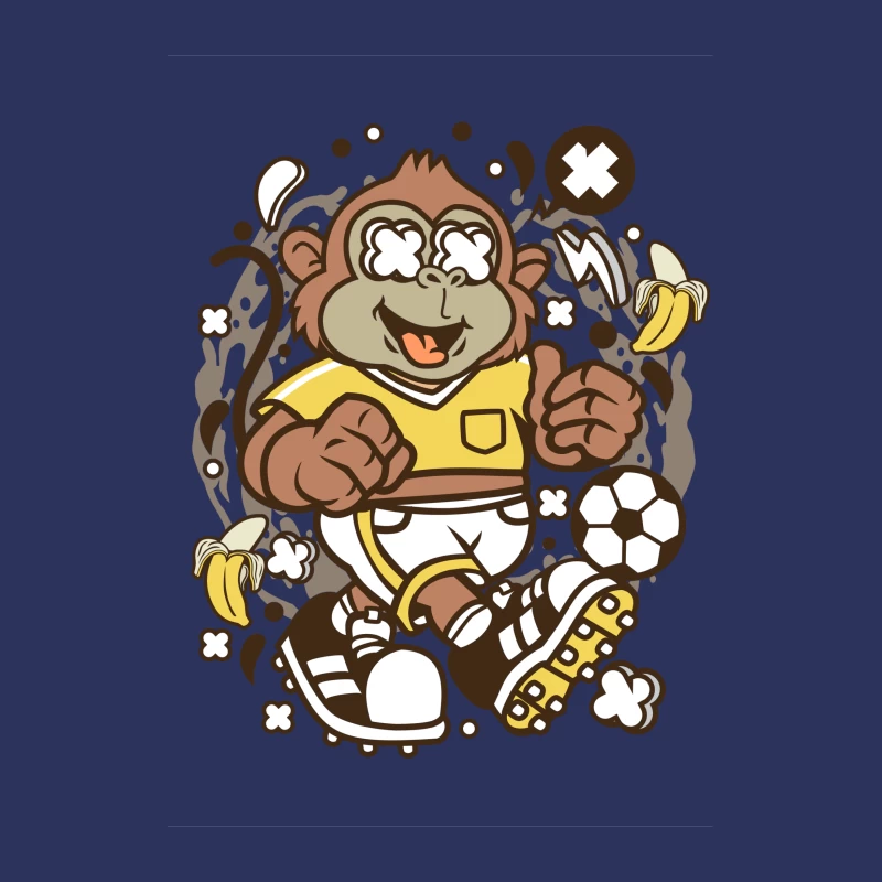 Singe joueur de football avec bananes Femme T-Shirt