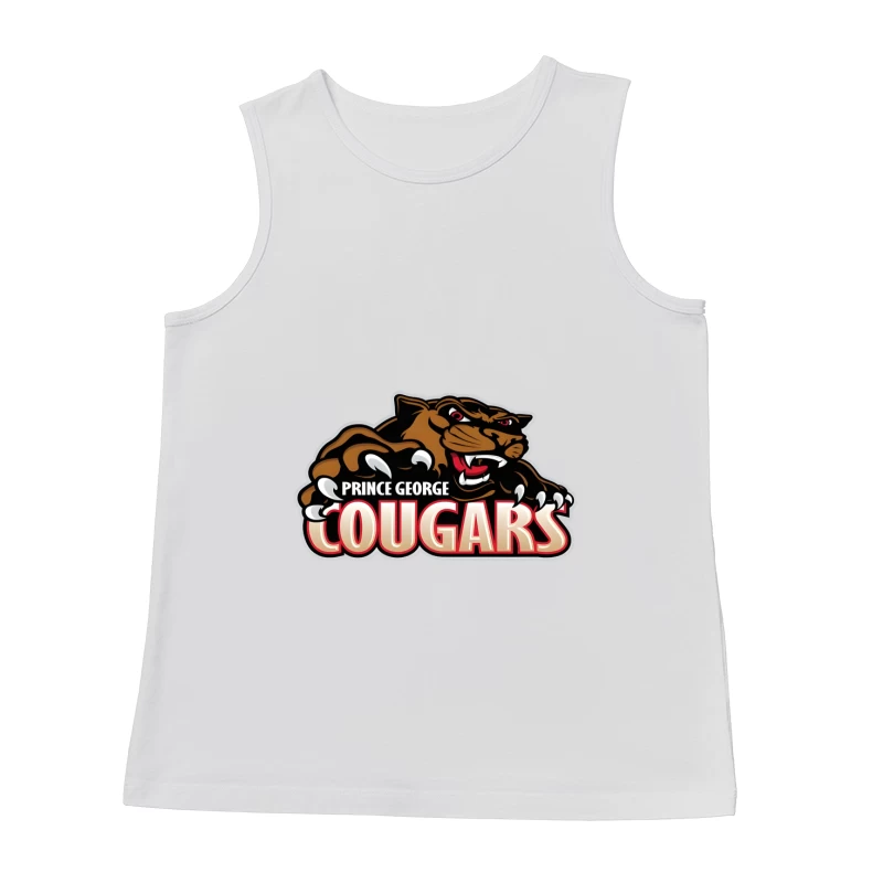 Prince George Cougars Sports Team Logo with Fierce Cougar Mascot Prince George Cougars Male Tank Top