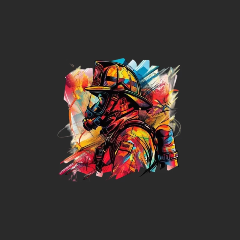 Colorful Portrait of a Firefighter Baseball Cap