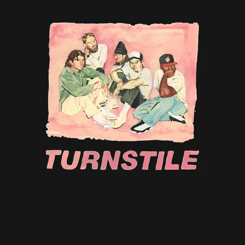 Watercolor Portrait of Hip Hop Group "Turnstile" Male Long Sleeve T-Shirt