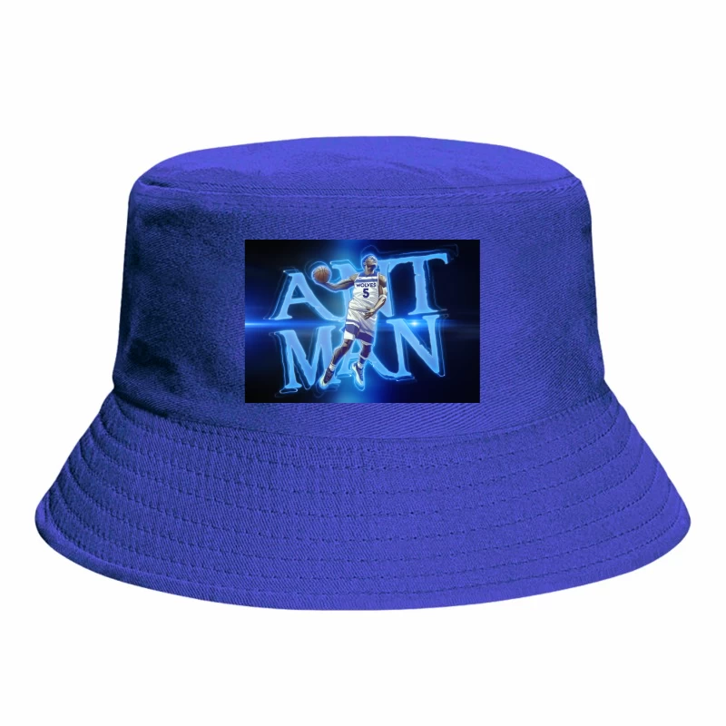 Minnesota Timberwolves Player in Dynamic Neon Blue Basketball Art Bucket Hat