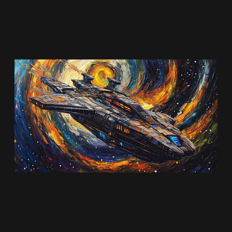 Galactic Voyager: A Sci-Fi Spaceship's Cosmic Journey Desk Mat