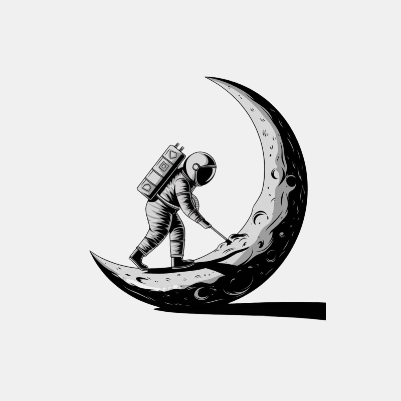 Surreal Astronaut Sweeping the Crescent Moon Male Tank Top