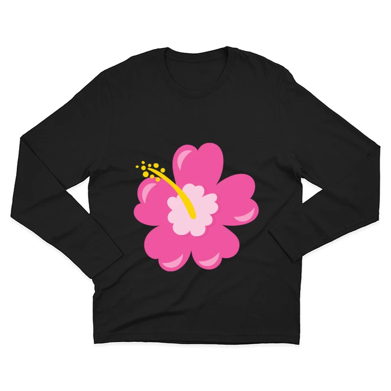 Fleur stylisée rose vif Homme Manches Longues T-Shirt