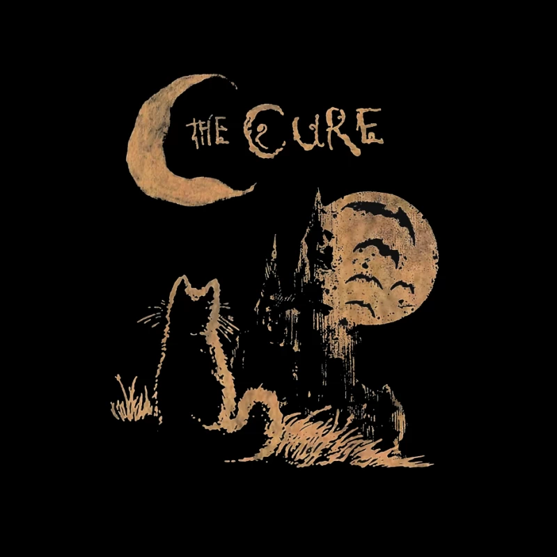 The Cure Gothic Band Logo with Moonlit Ghost Pin