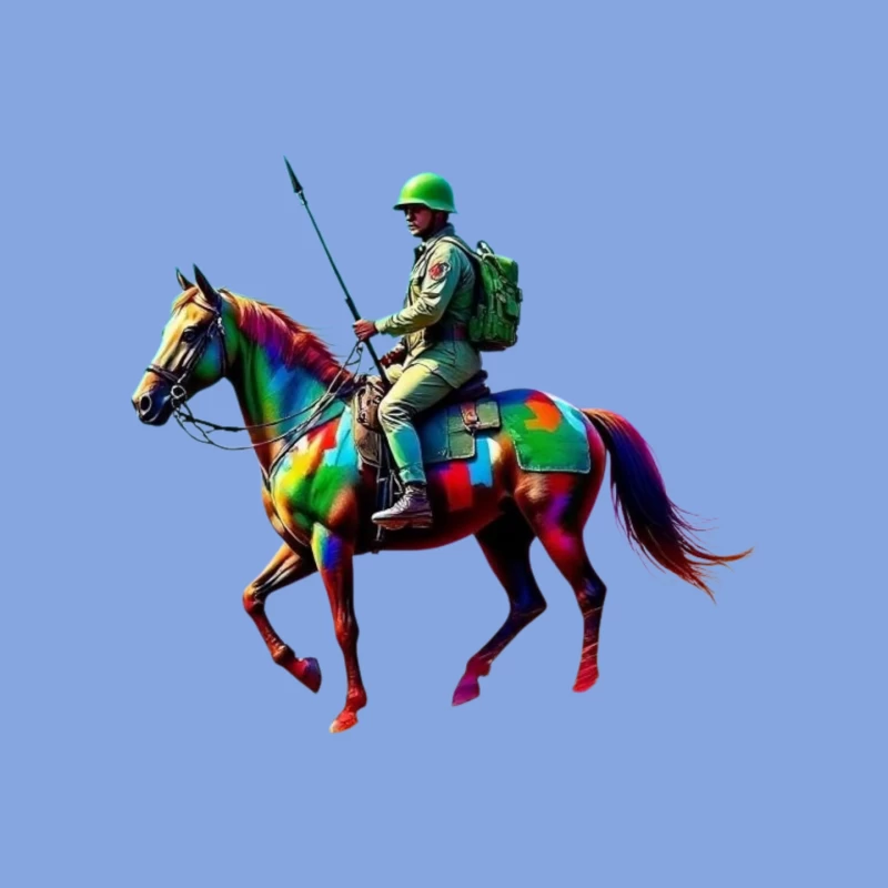 Colorful Military Cavalry Soldier on Horseback Mouse Pad