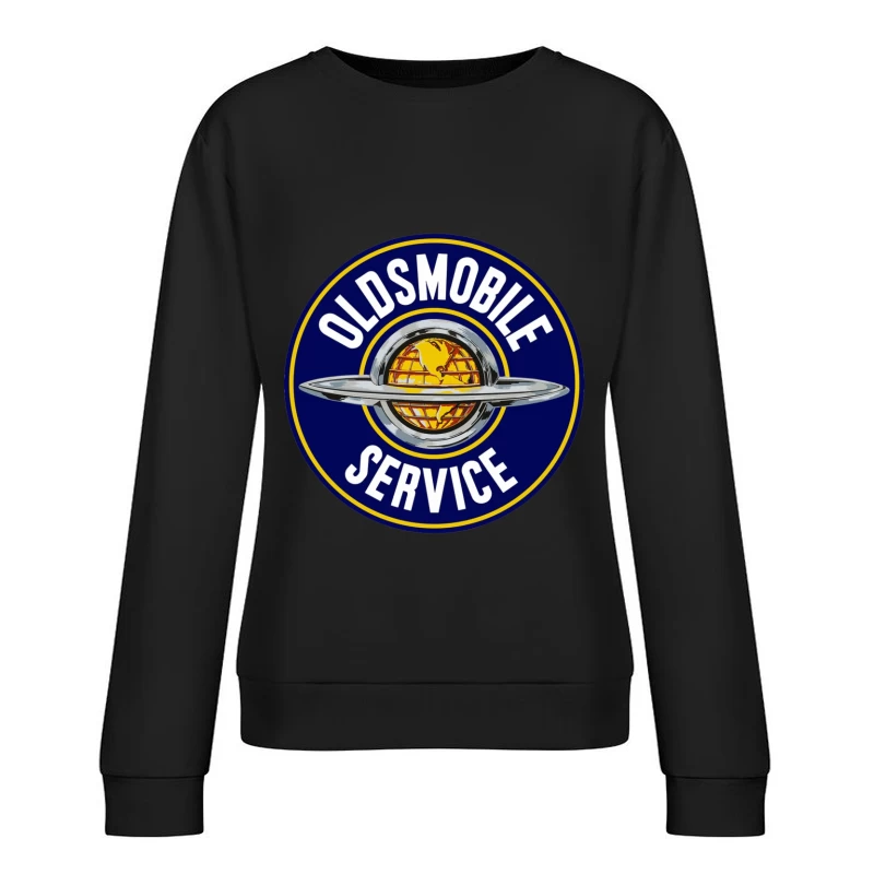 Vintage Oldsmobile Service Station Logo with Globe Design Female Pullover Sweatshirt