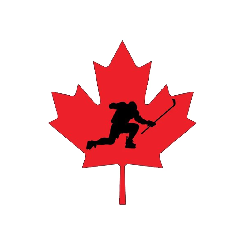 Canadian Hockey Player Silhouette on Red Maple Leaf Mouse Pad