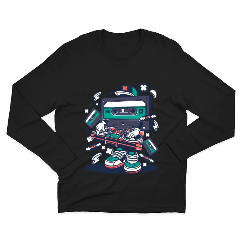 Cassette DJ avec platines Homme Manches Longues T-Shirt