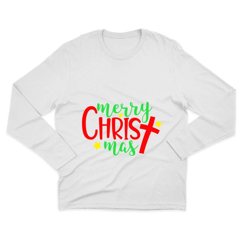 Carte de Noël Joyeux avec Étoiles Homme Manches Longues T-Shirt
