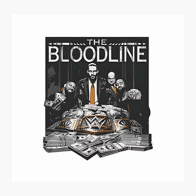 The Bloodline: WWE Championship Money Power Artwork Throw Pillow