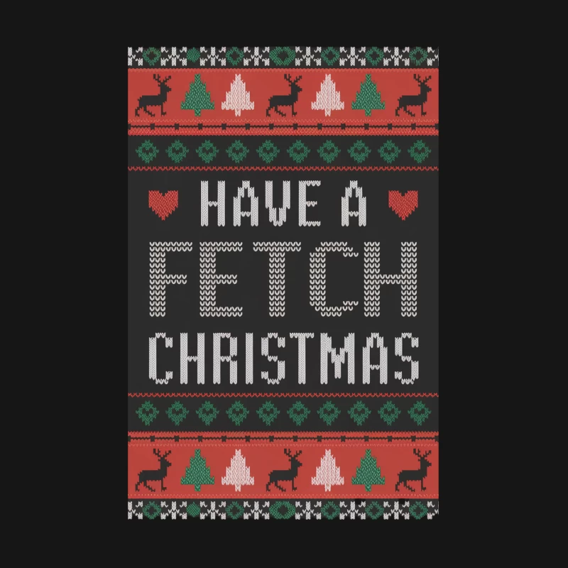 Humorous Knit Christmas Sweater Pattern with "Have a Fetch Christmas" Text Male T-Shirt