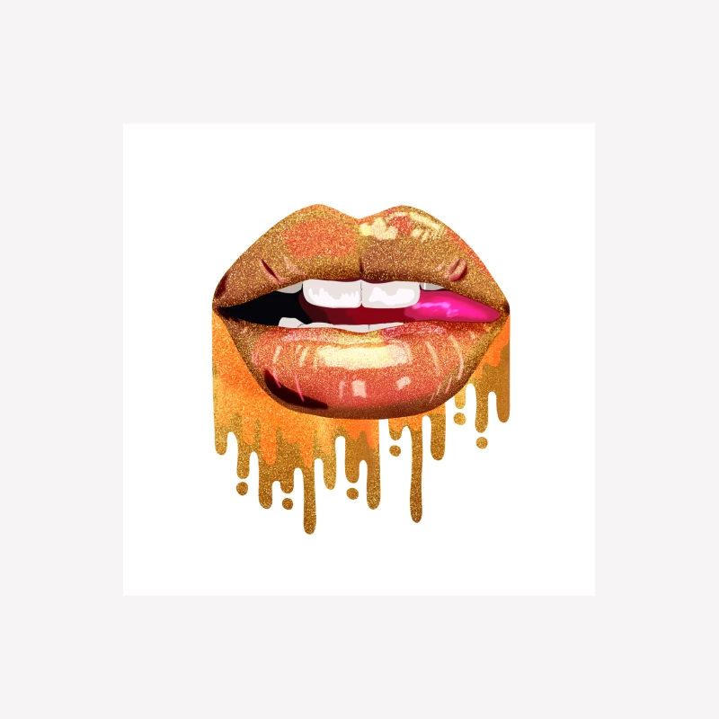 Glitzernde Lippen mit goldenen Akzenten Herren T-Shirt