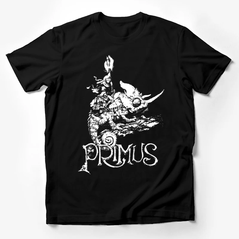 Abstract Swirling Typography: Primus Logo Design Male T-Shirt