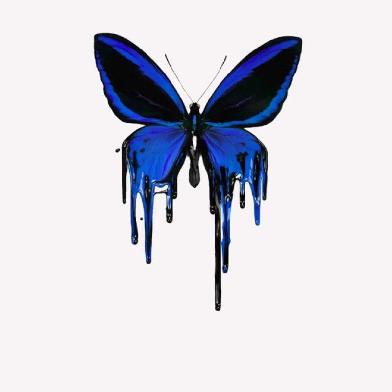 Blaue Schmetterling mit Tropfen-Effekt Herren T-Shirt