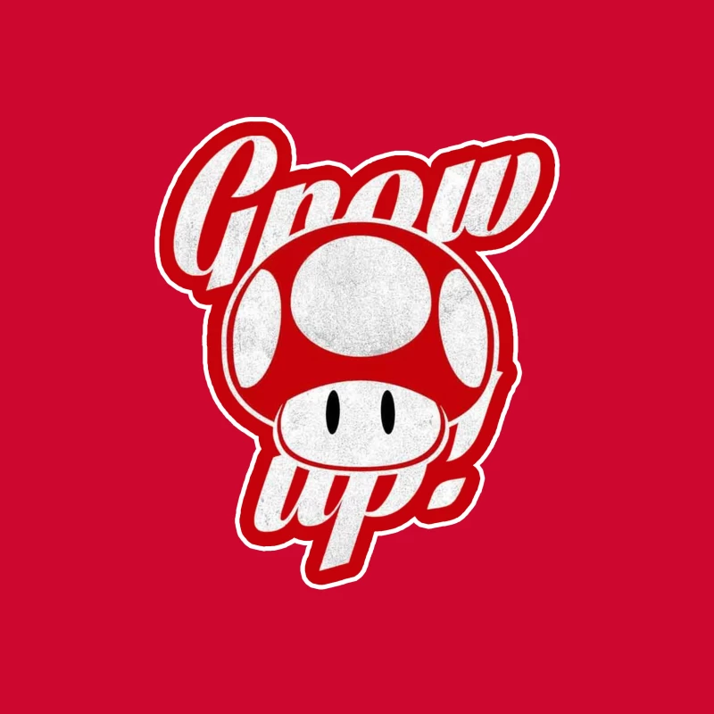 Retro Nintendo Super Mario Mushroom "Grow Up" Design Throw Pillow