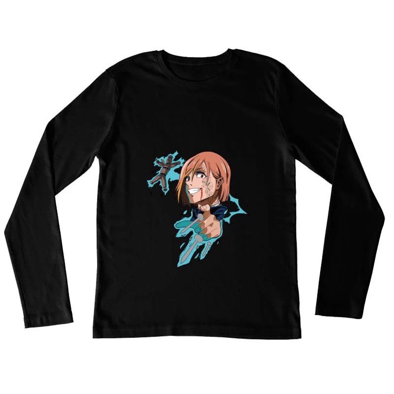 Zauberin mit Marionette und Nägeln Damen Langarm T-Shirt